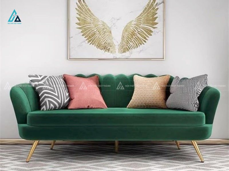 Bộ sofa vải nỉ kiểu dáng vỏ sò chân kim loại sang trọng 1