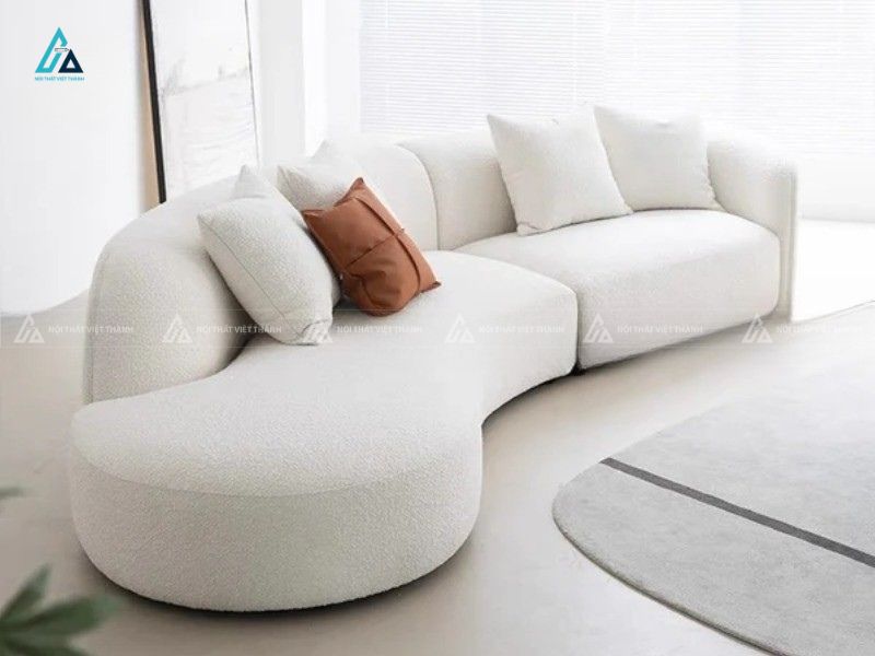 Sofa vải nỉ cao cấp thiết kế cong nghệ thuật hiện đại