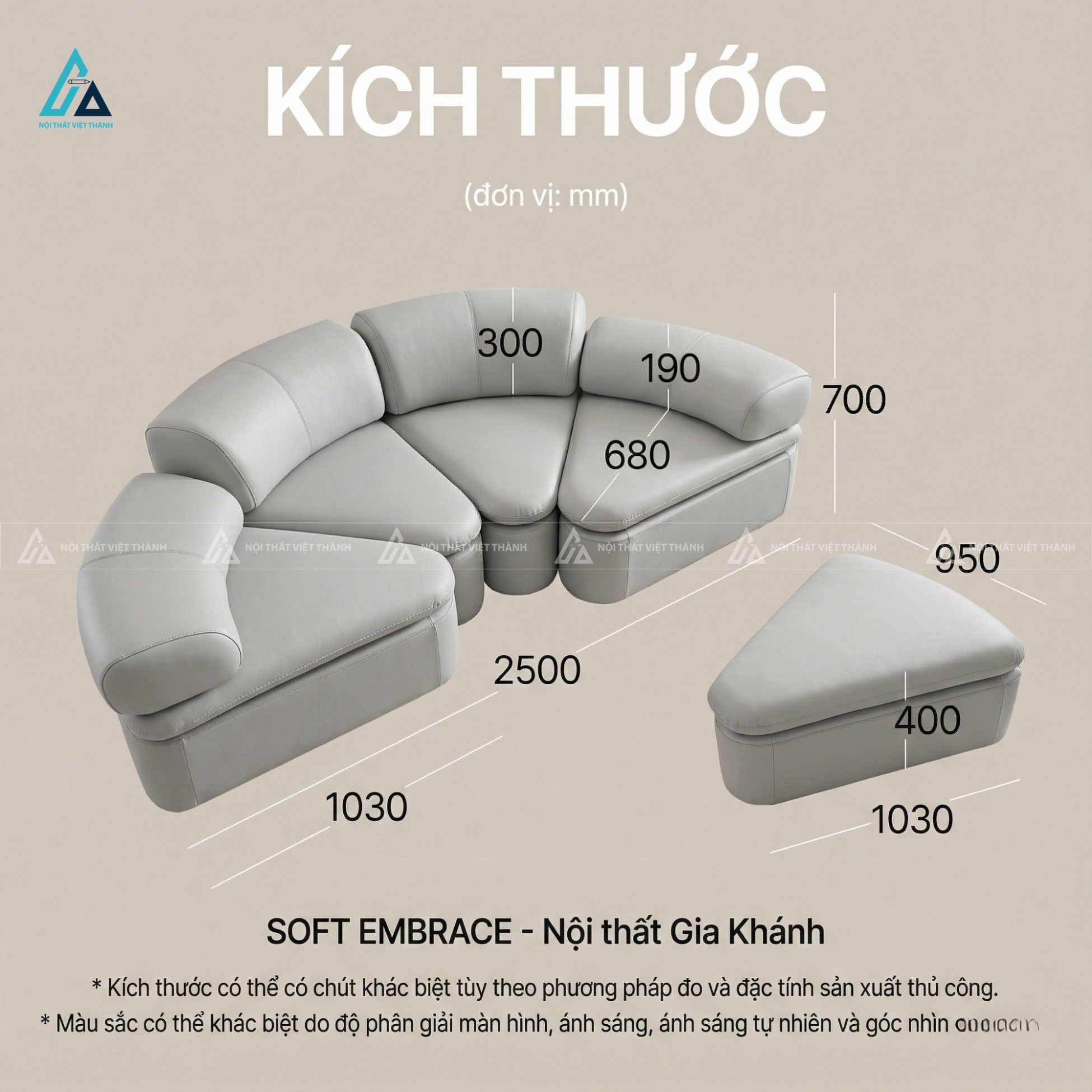 Bộ ghế sofa vải nỉ thiết kế kiểu dáng bo tròn hiện đại 2