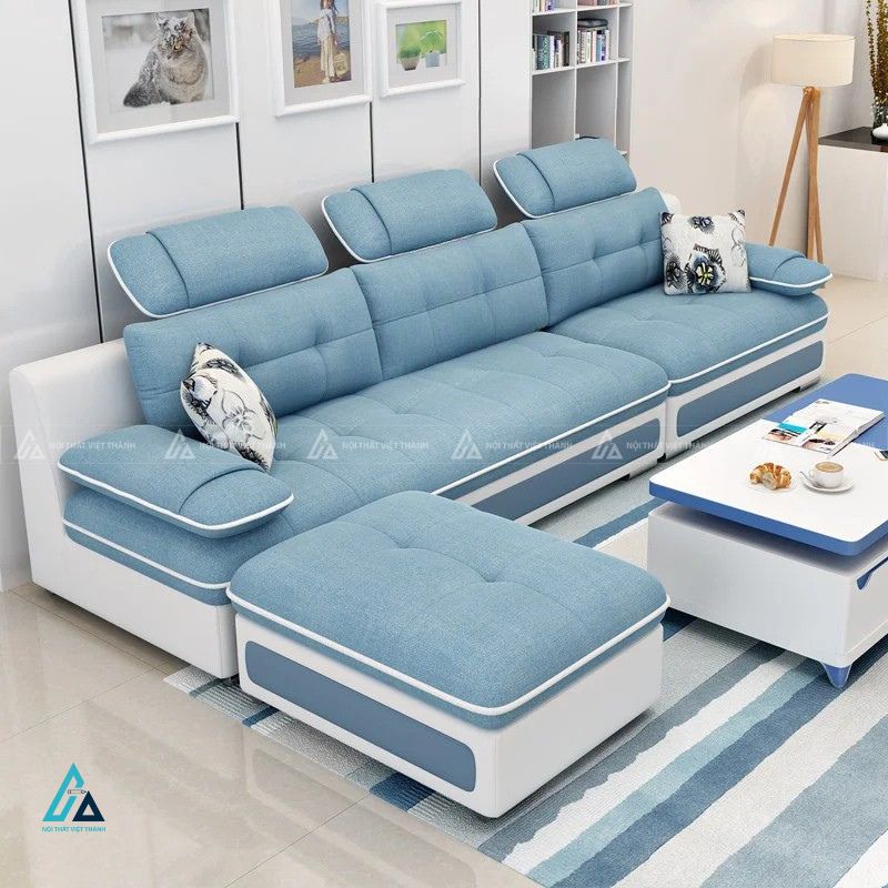 Sofa vải nỉ chữ l hiện đại tích hợp tựa đầu linh hoạt 1