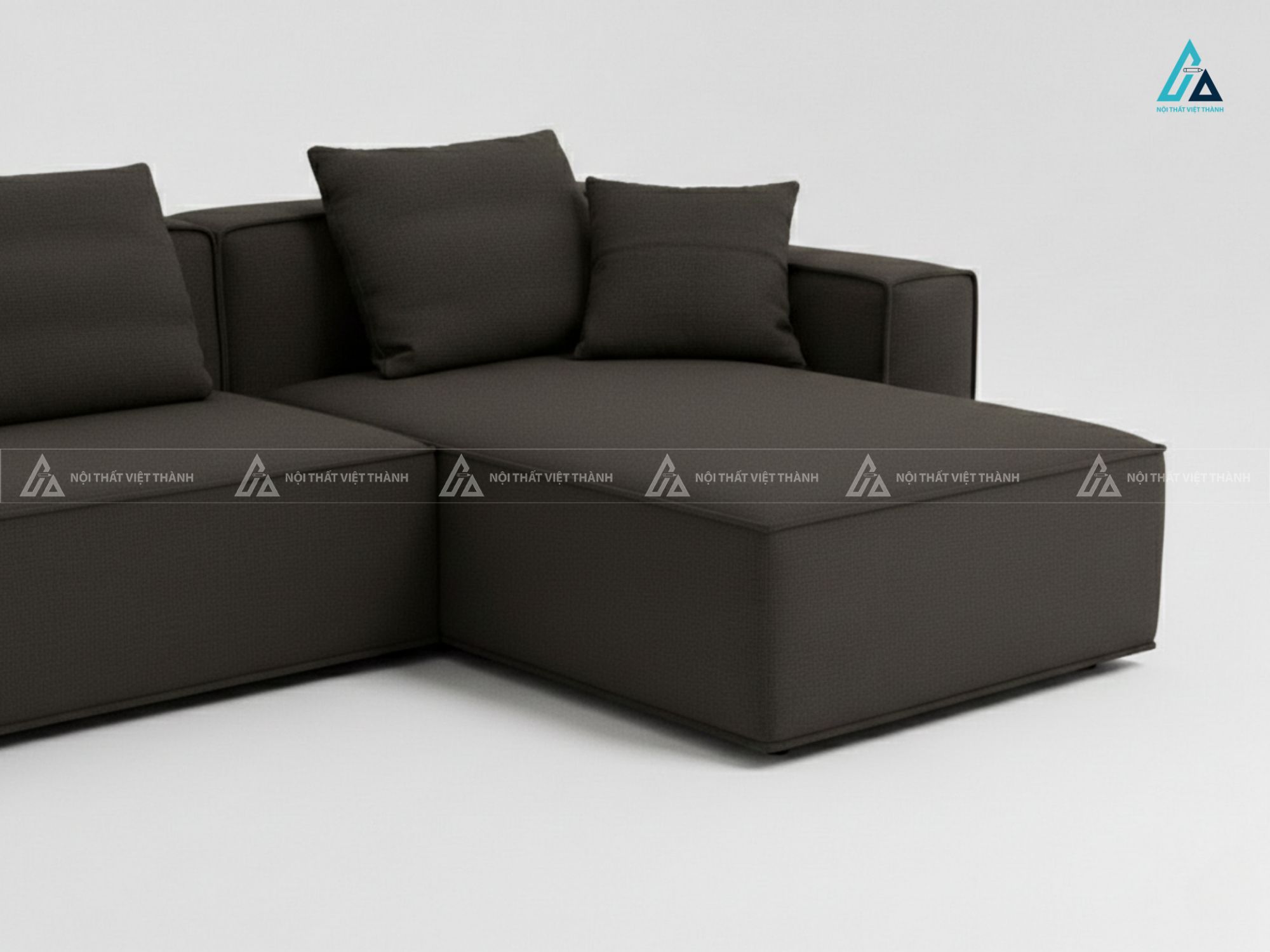 Bộ sofa vải nỉ thiết kế phao hiện đại màu xám trung tính 1