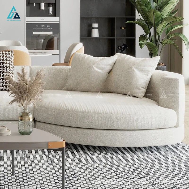 Sofa vải nỉ chữ l bo cong hiện đại cho phòng khách sang trọng 1