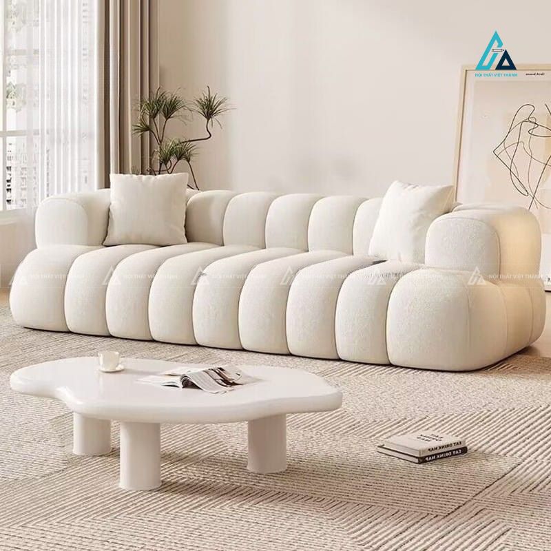 Sofa vải nỉ thiết kế múi nổi bo tròn sang trọng hiện đại 1