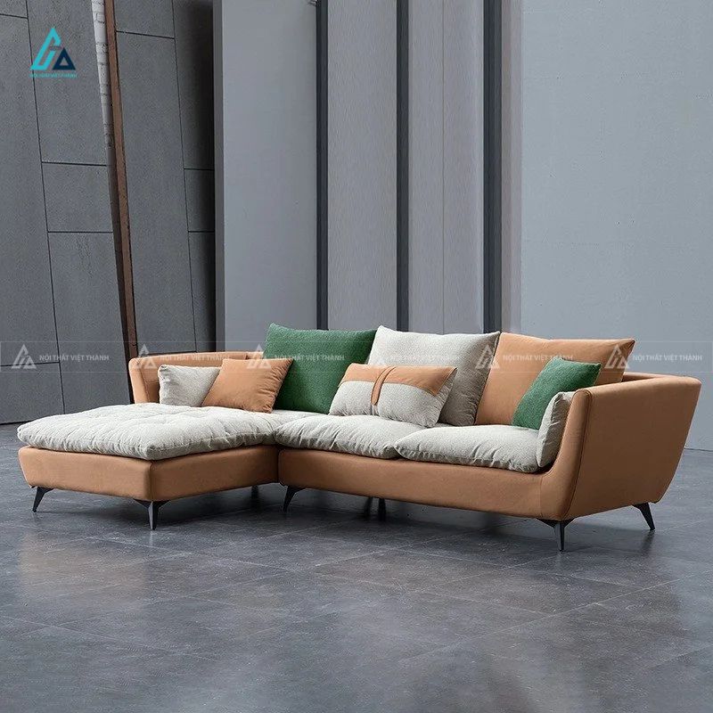 Sofa vải nỉ chữ l chân kim loại thanh thoát hiện đại 1