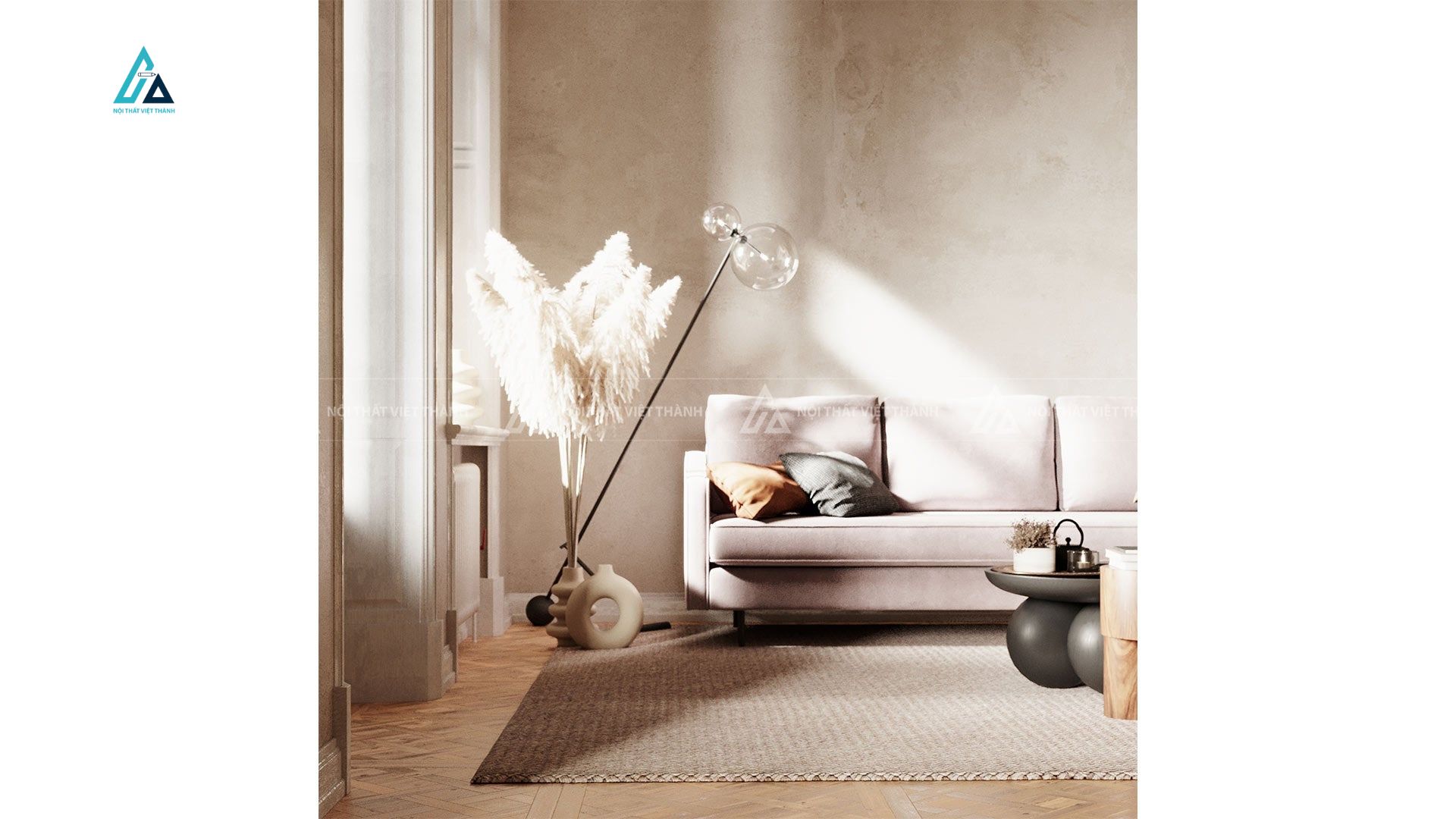 Ghế sofa băng vải nỉ ba chỗ ngồi thiết kế tối giản hiện đại 2