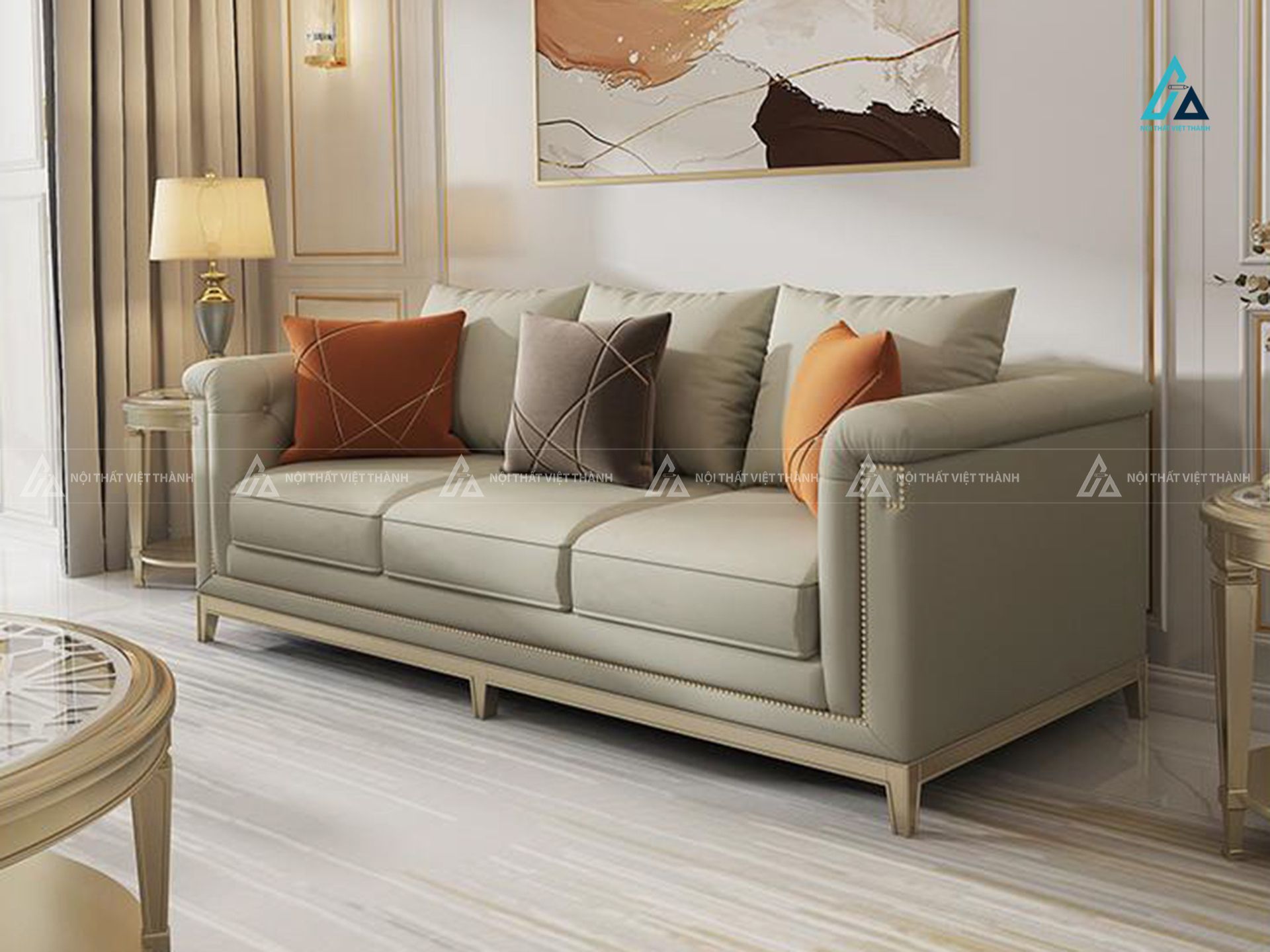 Bộ bàn ghế sofa vải nỉ tân cổ điển đẳng cấp cho phòng khách 1