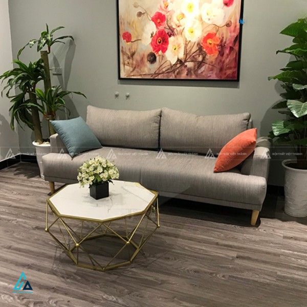 Sofa văng nỉ đôi thiết kế tối giản chân gỗ tự nhiên 1