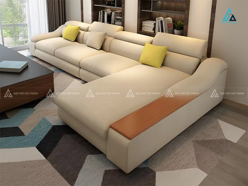 Sofa vải nỉ chữ l tích hợp tựa đầu thư giản thông minh