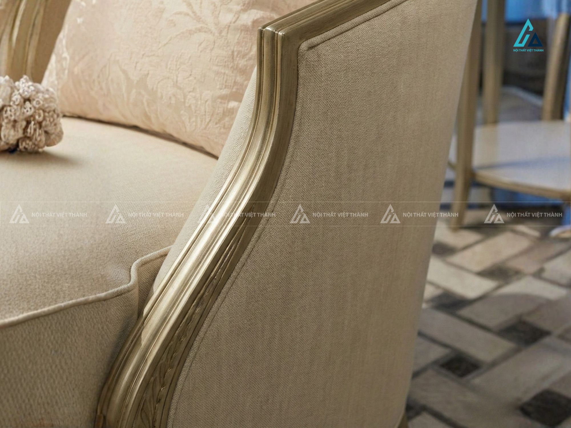 Bộ ghế sofa vải nỉ tân cổ điển sang trọng cho phòng khách 1