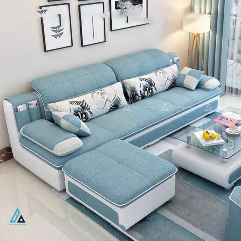 Sofa vải nỉ hiện đại tích hợp túi chứa đồ thông minh tiện lợi 2
