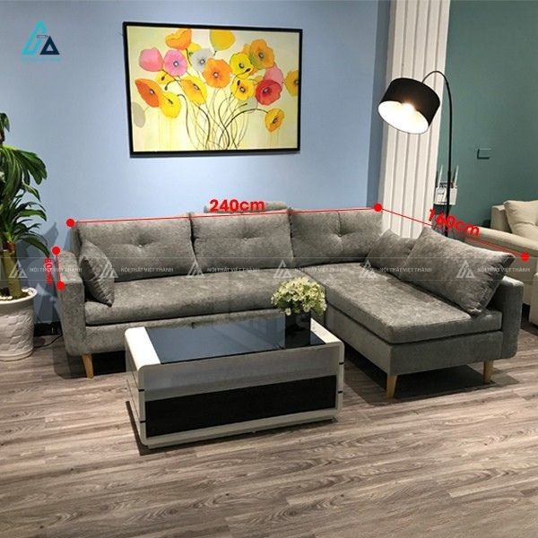 Sofa vải nỉ chữ l chân gỗ cao cấp cho phòng khách hiện đại 2