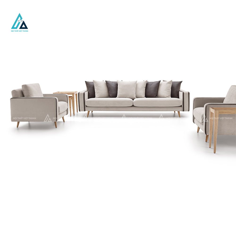 Ghế sofa băng vải nỉ hiện đại chân gỗ cho phòng khách nhỏ