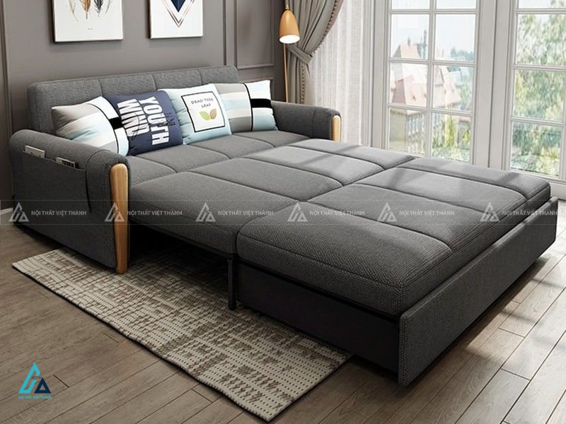 Sofa giường vải nỉ thông minh tích hợp ngăn kéo để đồ tiện lợi 2