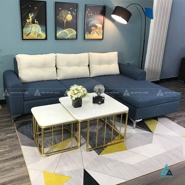 Sofa nỉ chữ l chân kim loại thanh thoát cho phòng khách 2