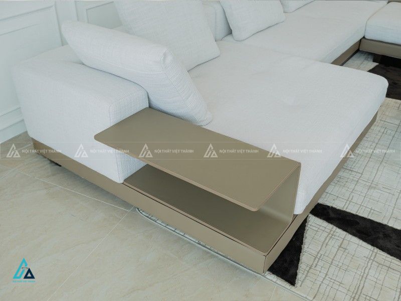 Bộ sofa vải nỉ chữ l hiện đại tích hợp kệ gỗ tiện dụng 2