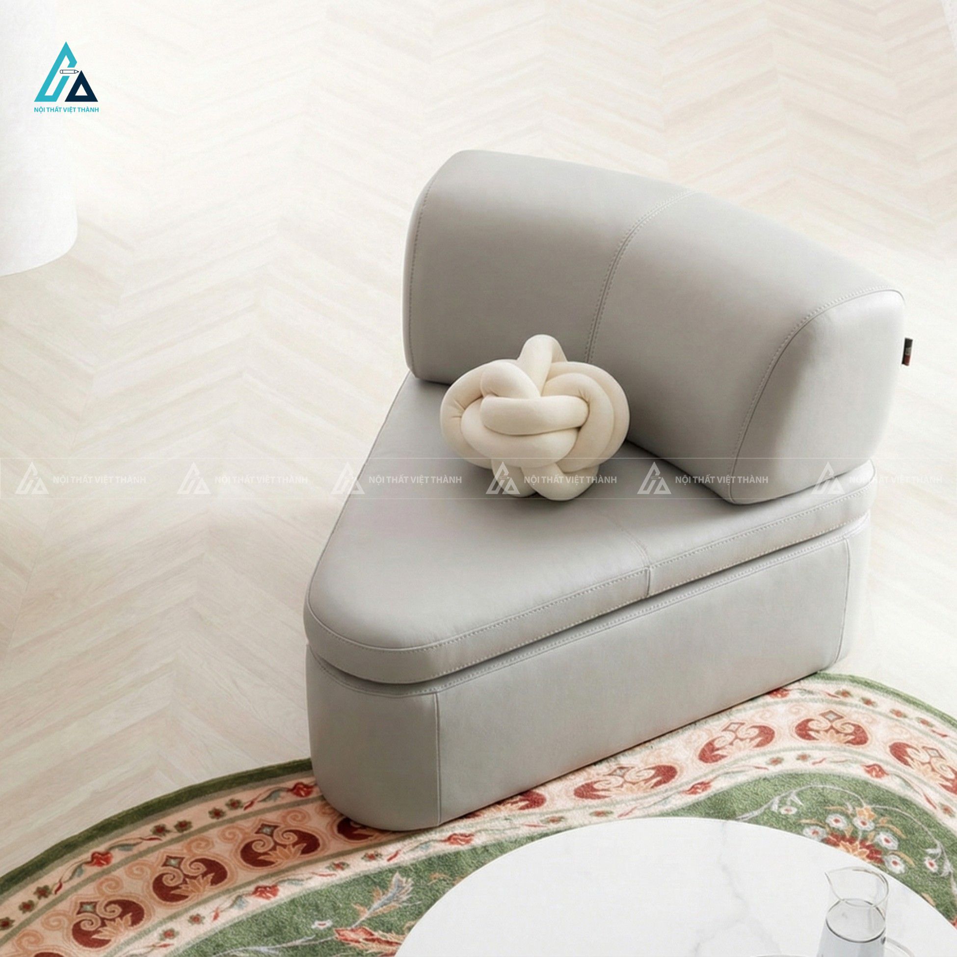 Bộ ghế sofa vải nỉ thiết kế kiểu dáng bo tròn hiện đại 3