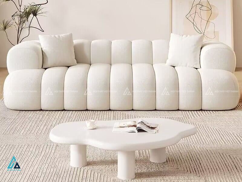 Sofa vải nỉ thiết kế múi nổi bo tròn sang trọng hiện đại 2