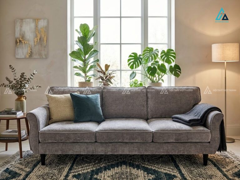 Sofa vải nỉ dáng cong hiện đại thiết kế bo tròn sang trọng
