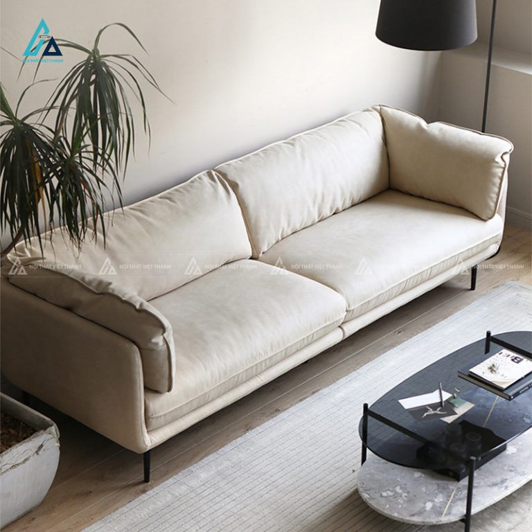 Sofa văng nỉ chân kim loại mảnh tối ưu không gian phòng khách 2