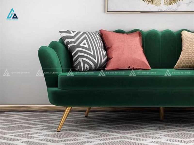 Bộ sofa vải nỉ kiểu dáng vỏ sò chân kim loại sang trọng 2