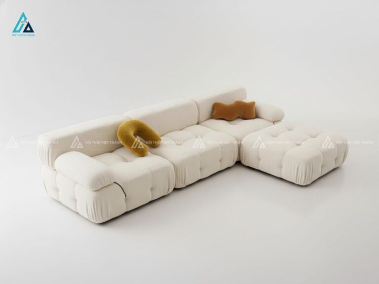 Sofa vải nỉ chữ l rút khuy vuông hiện đại tối ưu diện tích 2