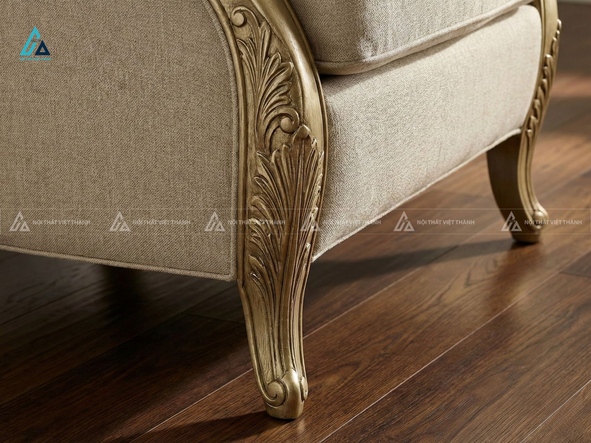 Bộ ghế sofa vải nỉ tân cổ điển sang trọng cho phòng khách 2