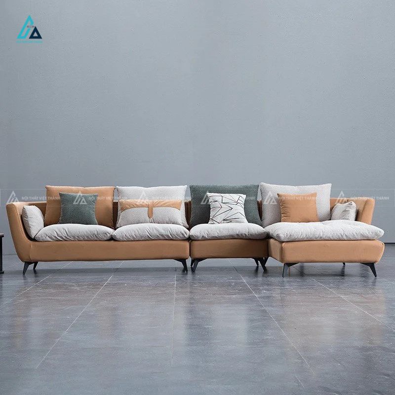 Sofa vải nỉ chữ l chân kim loại thanh thoát hiện đại 3