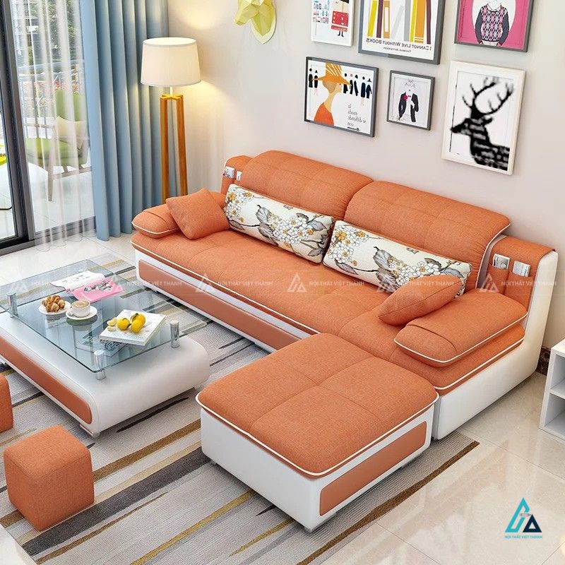Sofa vải nỉ hiện đại tích hợp túi chứa đồ thông minh tiện lợi 3