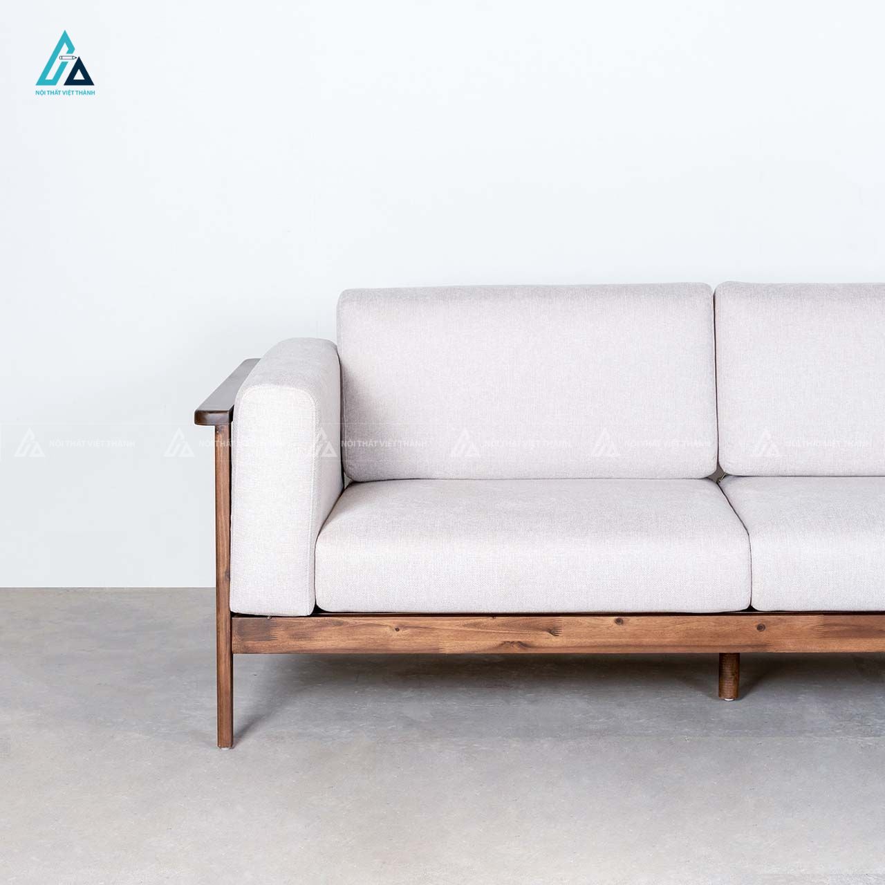 Sofa văng nỉ chân gỗ thiết kế tối giản kiểu dáng bắc âu 3