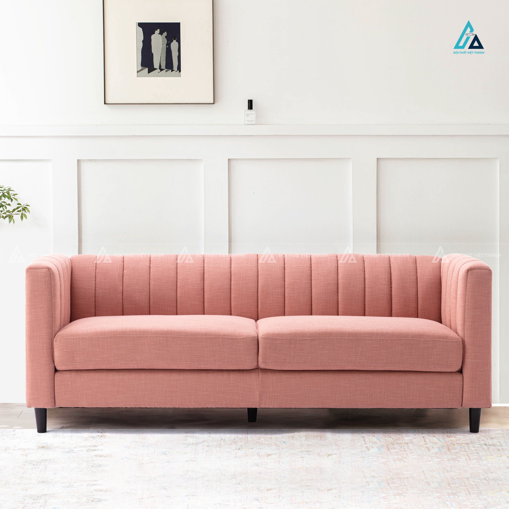 Ghế sofa băng vải nỉ thiết kế sọc dọc hiện đại sang trọng