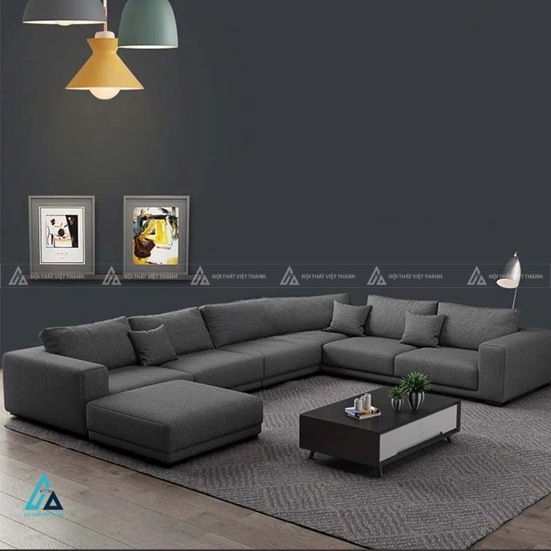 Sofa vải nỉ chữ u kích thước lớn tối ưu không gian sum họp 3