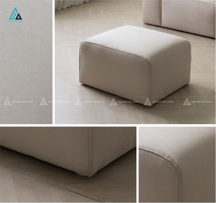 Sofa nỉ module dáng bệt tối giản kèm ghế đôn vuông hiện đại 3