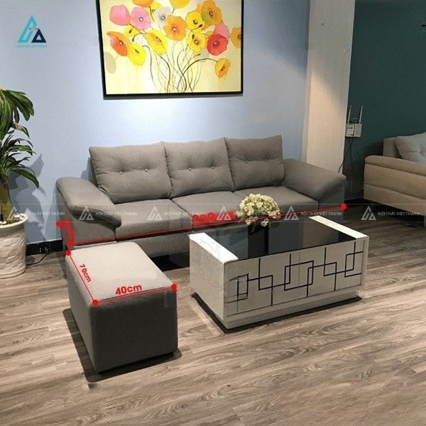Bộ sofa nỉ văng ba chỗ ngồi thiết kế sang trọng 3