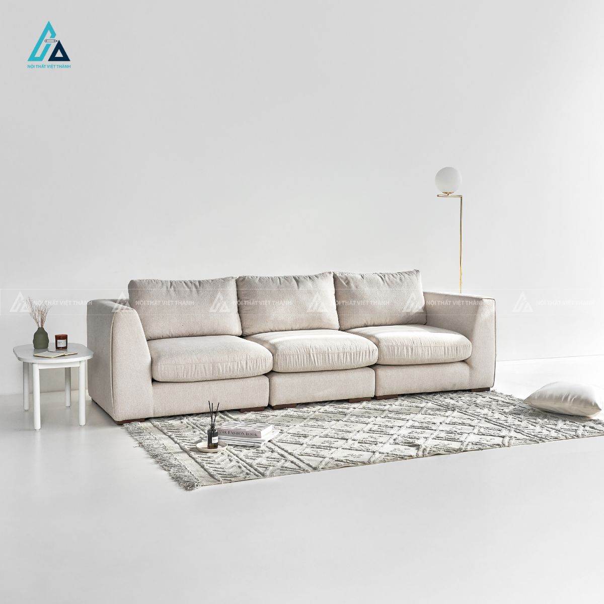Sofa băng vải nỉ thiết kế khối vuông vức hiện đại sang trọng 3