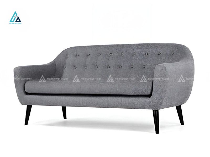 Sofa vải nỉ băng dài chân cao thiết kế tựa lưng đính khuy