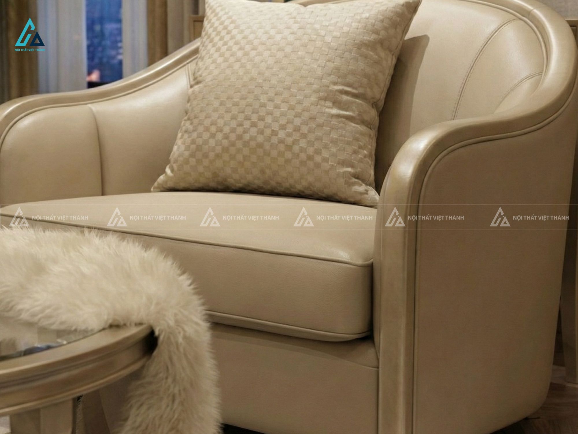 Bộ ghế sofa vải nỉ tân cổ điển sang trọng cho phòng khách 3