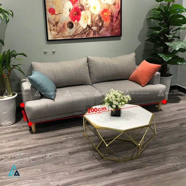 Sofa văng nỉ đôi thiết kế tối giản chân gỗ tự nhiên 3