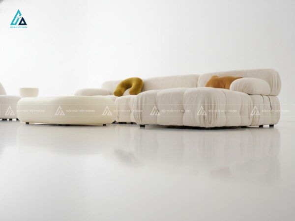 Sofa vải nỉ chữ l rút khuy vuông hiện đại tối ưu diện tích 3