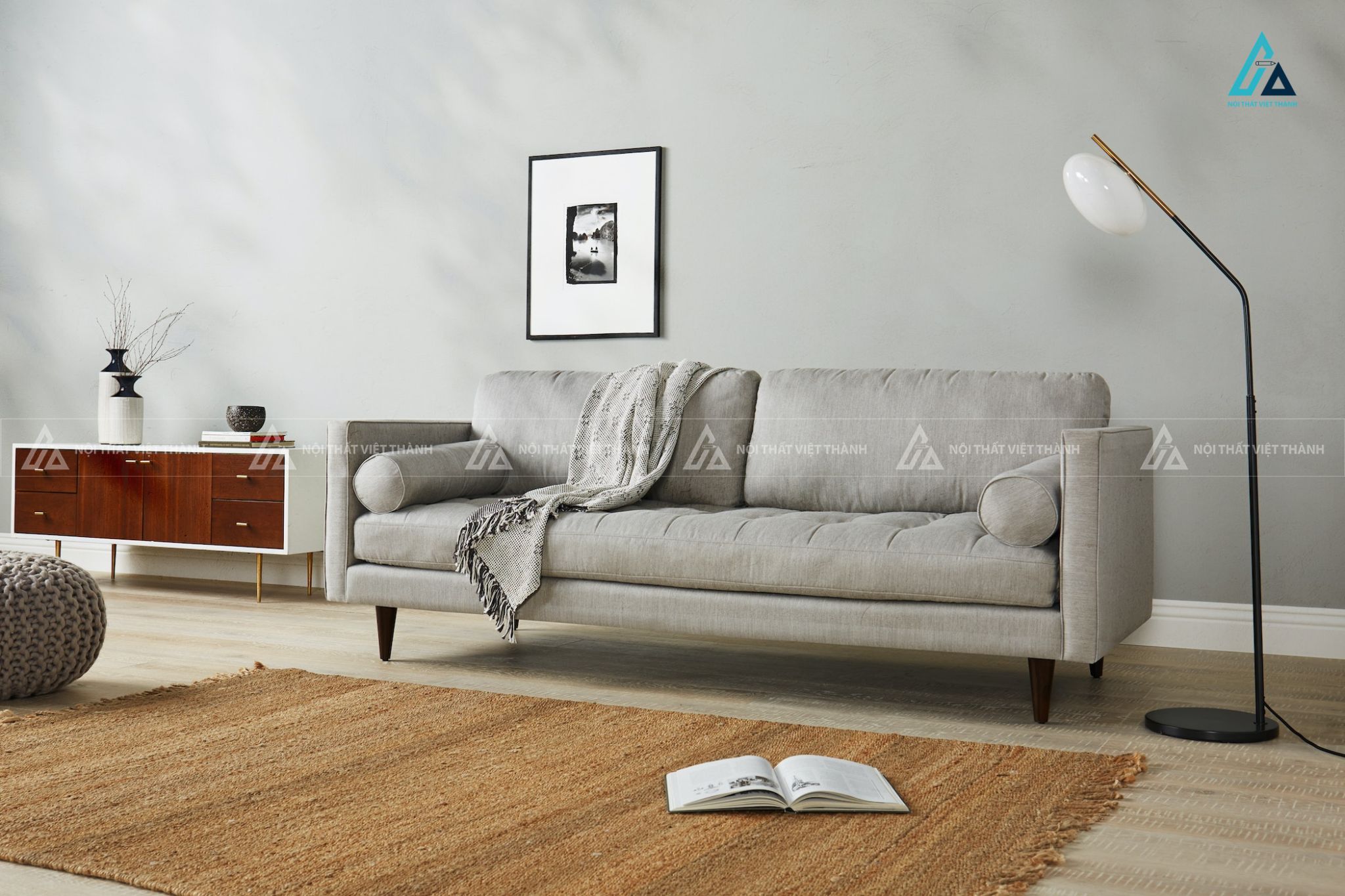 Ghế sofa vải nỉ văng dài thiết kế hiện đại bắc âu sang trọng 3
