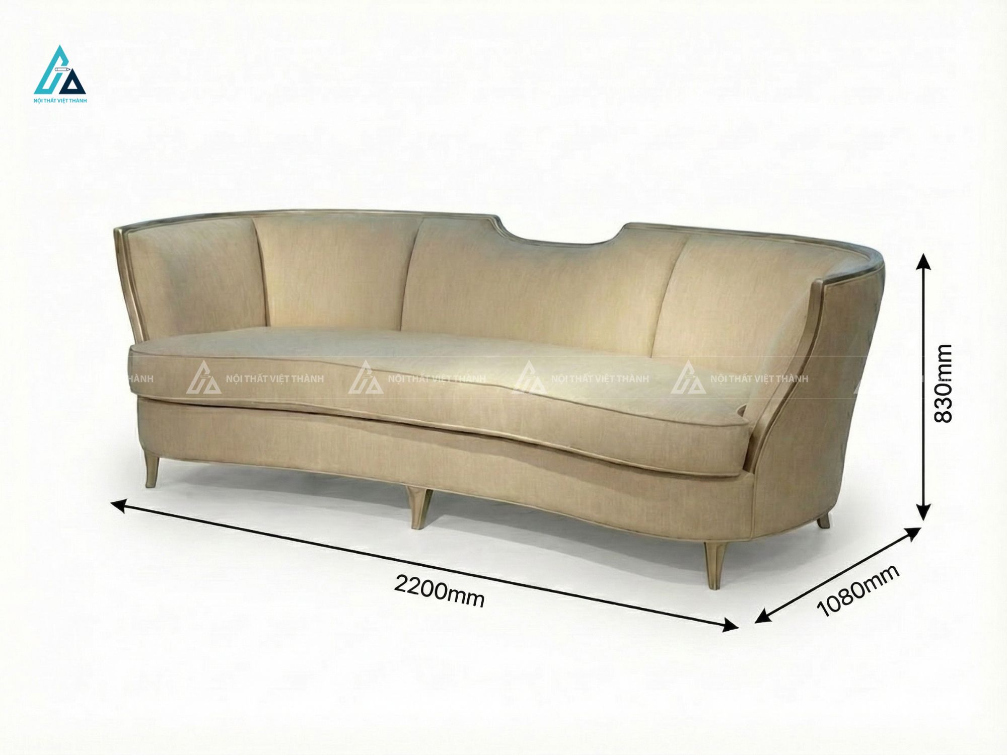 Bộ ghế sofa vải nỉ tân cổ điển sang trọng cho phòng khách 3