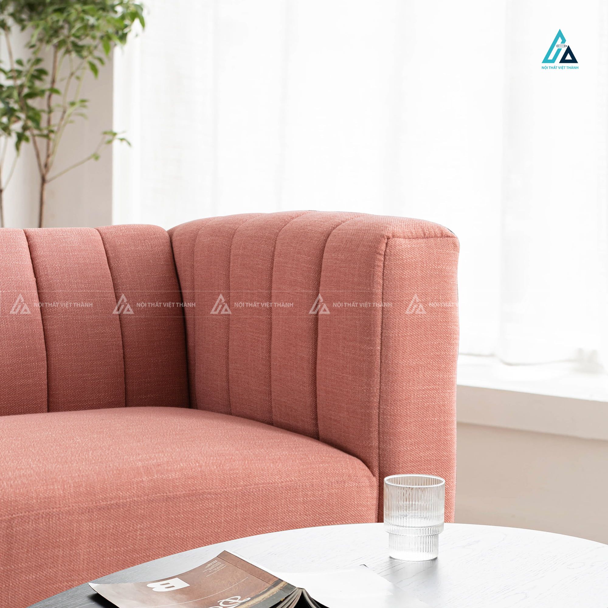 Ghế sofa băng vải nỉ thiết kế sọc dọc hiện đại sang trọng 4