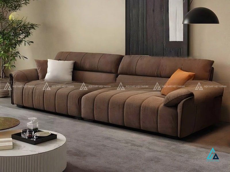 Sofa vải nỉ băng dài thiết kế đệm múi êm ái cho phòng khách 4