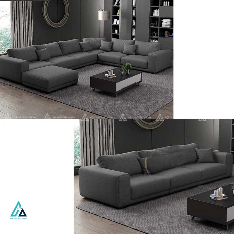Sofa vải nỉ chữ u kích thước lớn tối ưu không gian sum họp 4