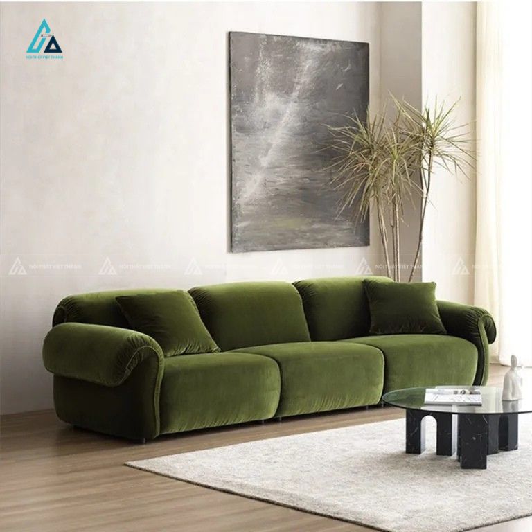 Sofa vải nỉ nhung cao cấp thiết kế bo cong êm ái