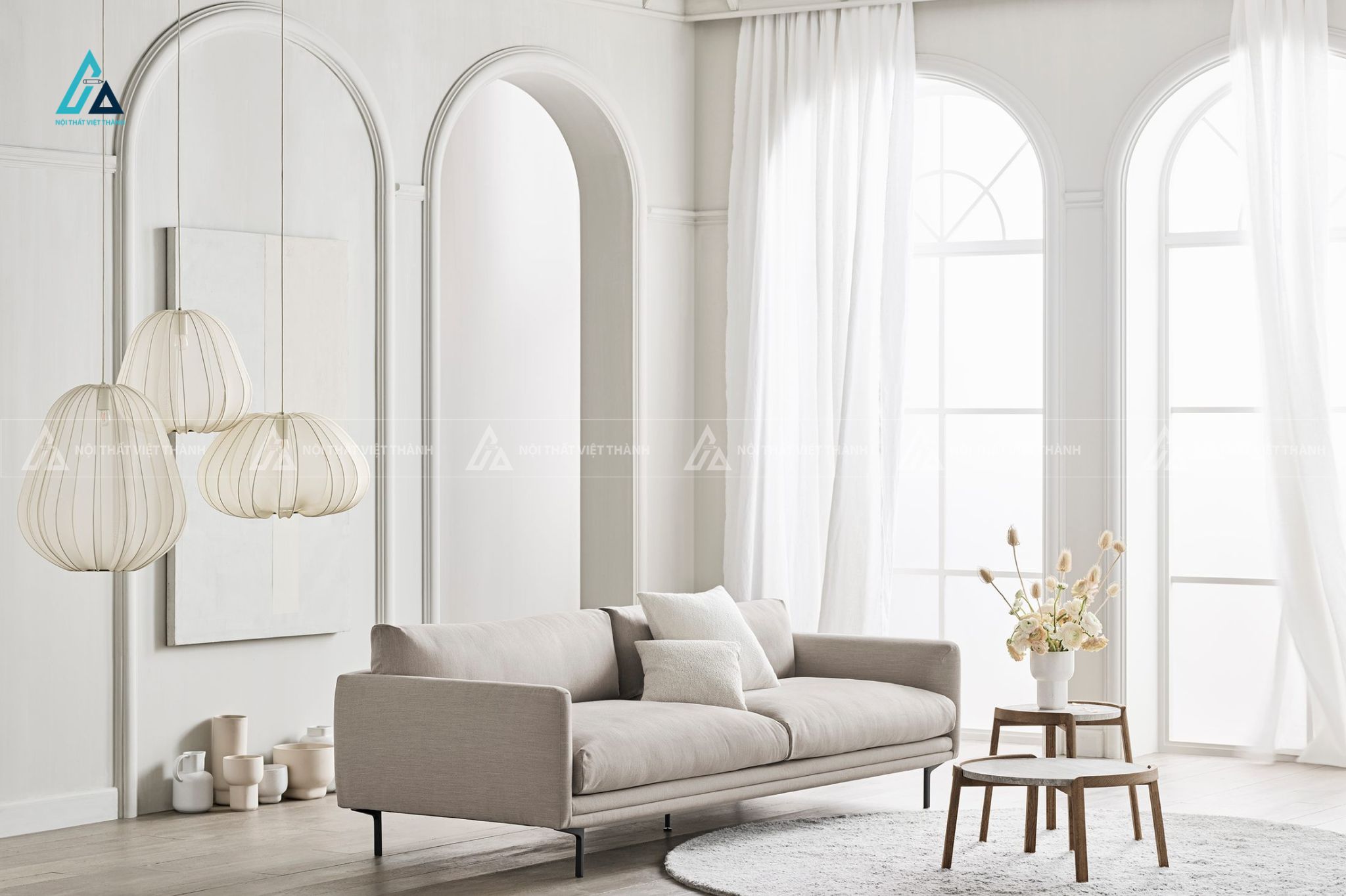 Bộ ghế sofa vải nỉ kiểu dáng hiện đại chân gỗ sang trọng 6