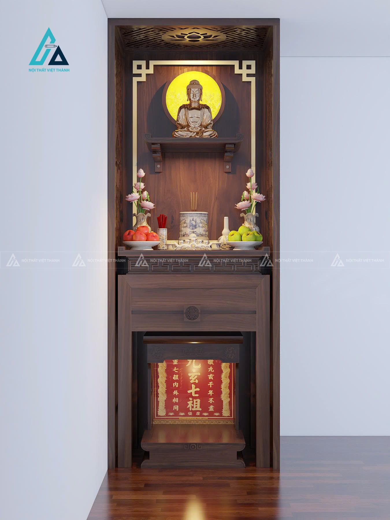 Mẫu thiết kế bàn thờ đứng nhỏ gọn kịch trần