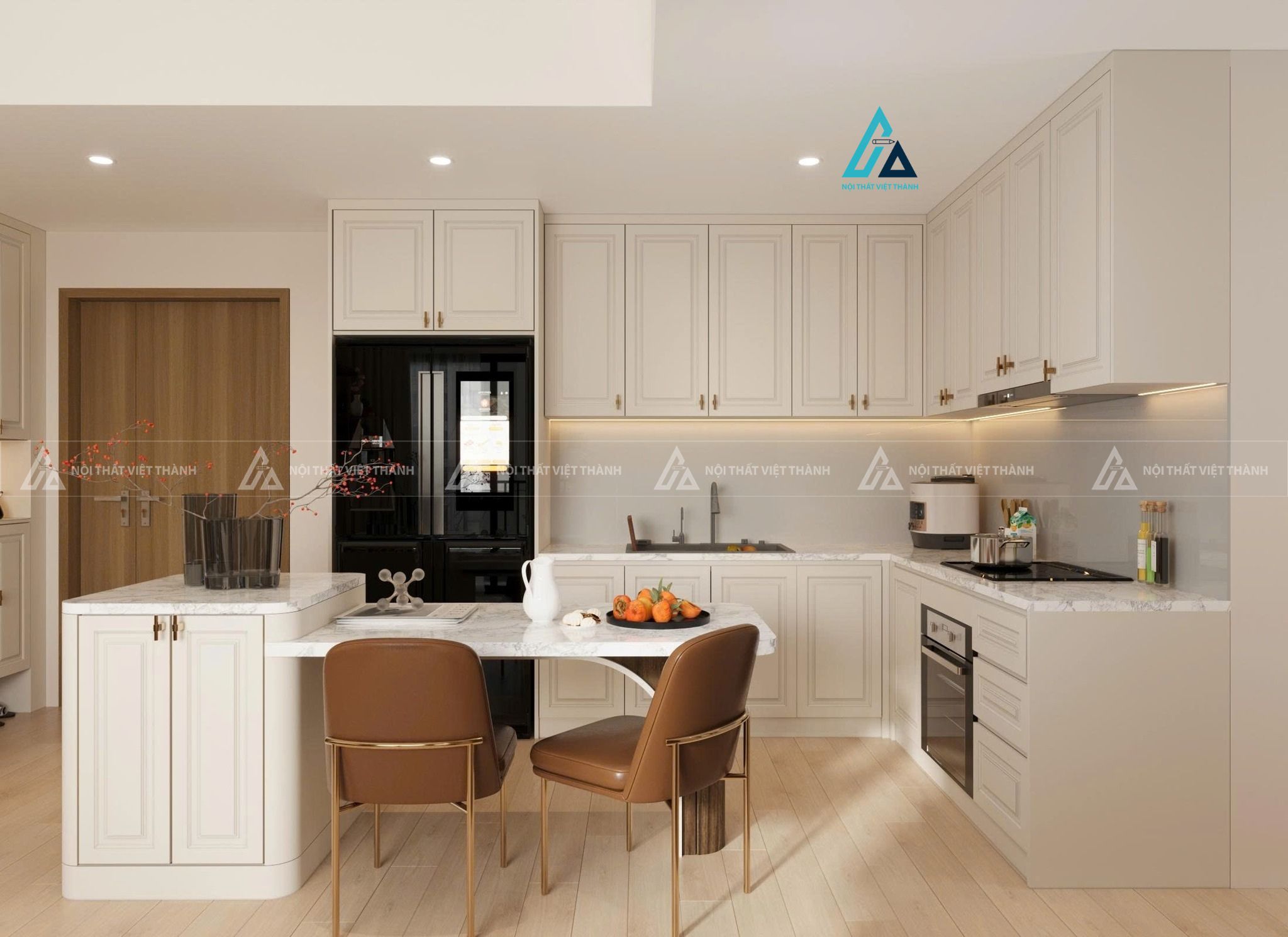 Mẫu thiết kế combo nội thất trọn gói trắng hiện đại