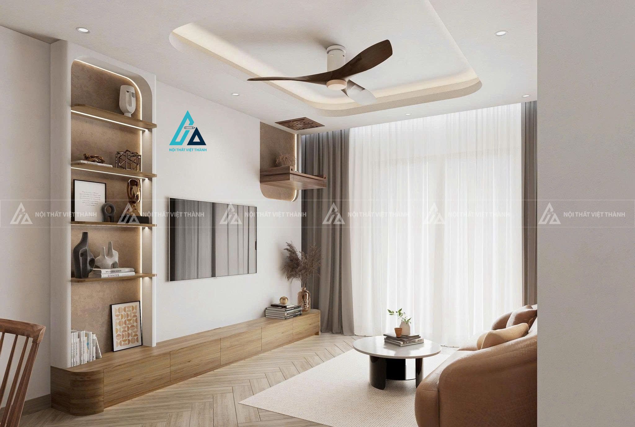 Mẫu thiết kế combo nội thất trọn gói nâu be hài hoà