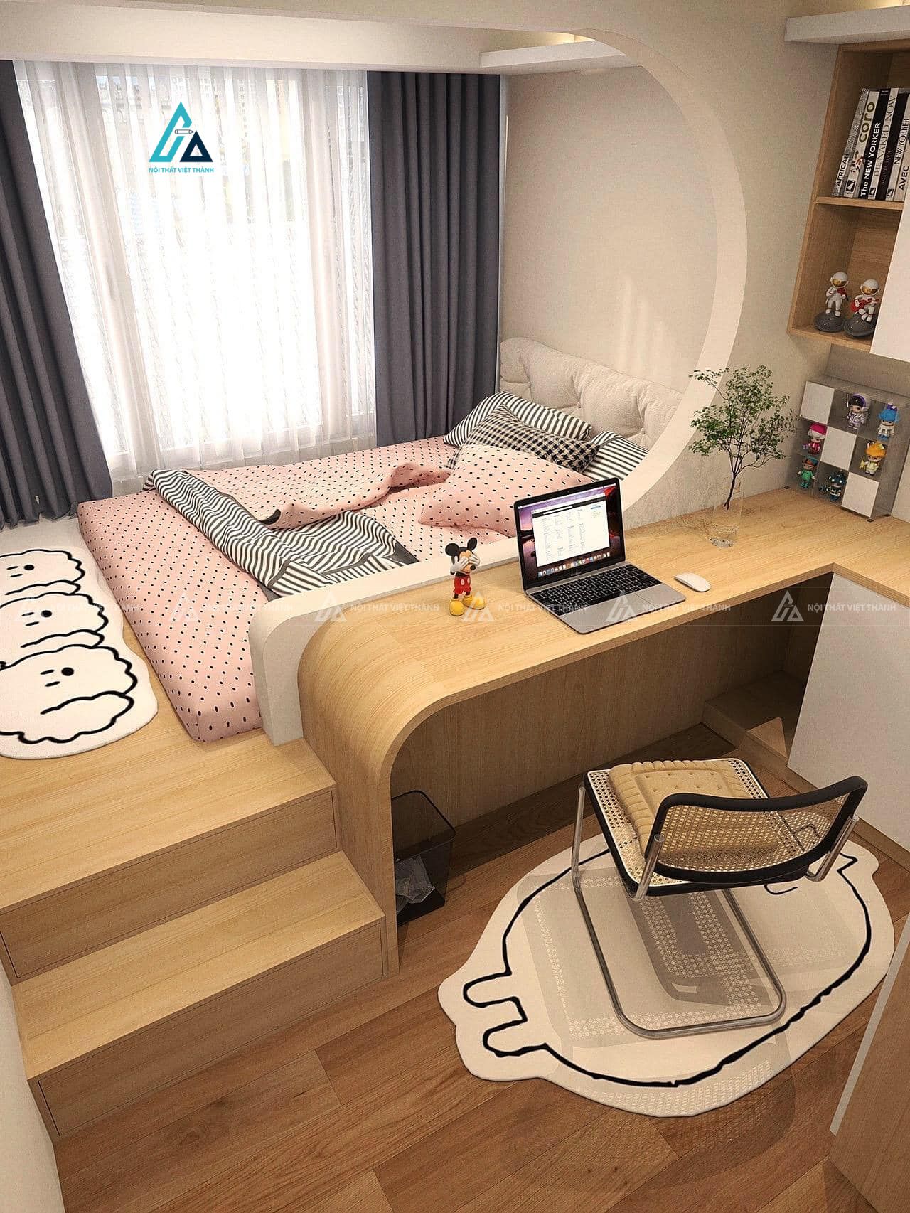 Mẫu thiết kế giường ngủ trẻ em có bậc thang