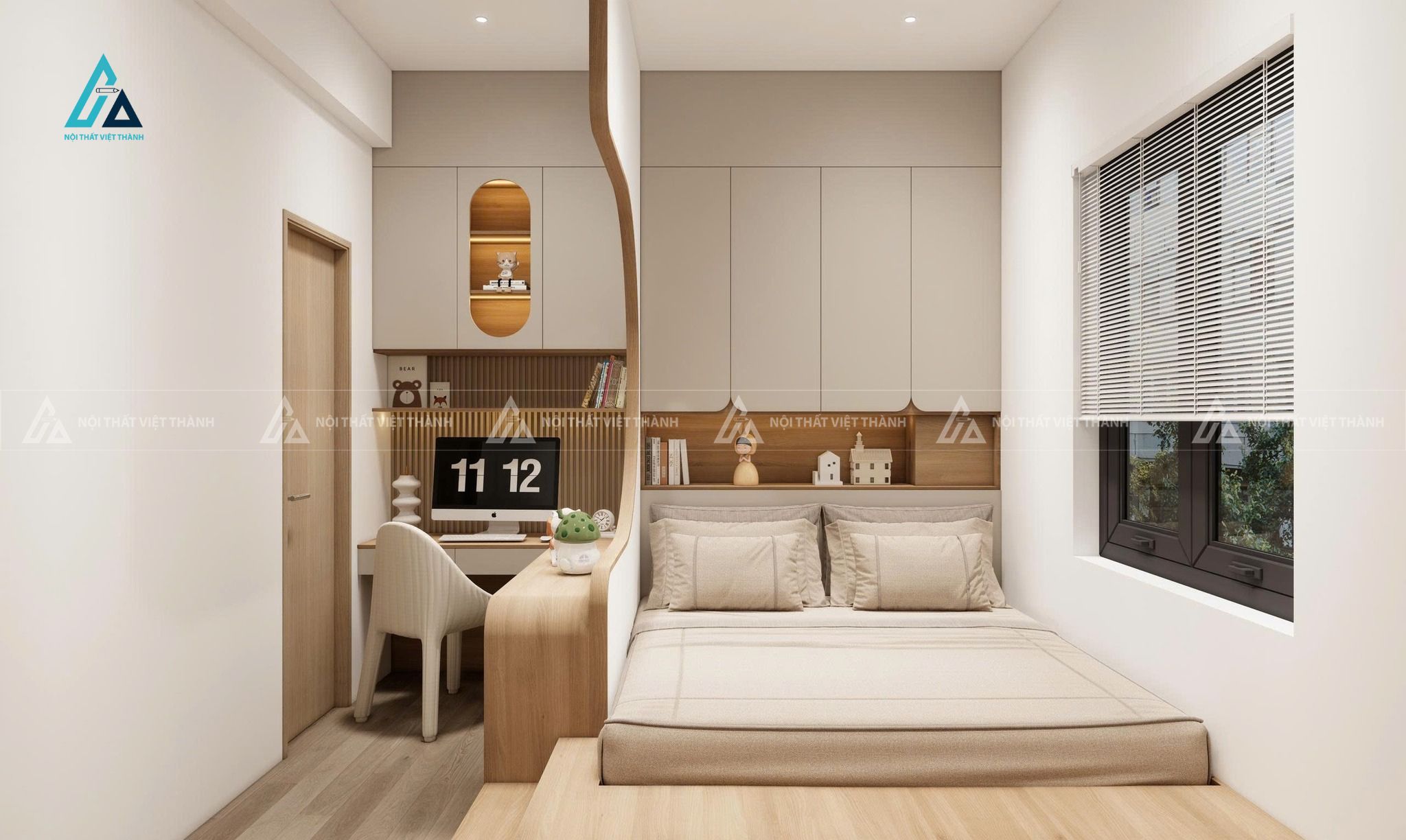 Mẫu thiết kế giường ngủ trẻ em có bậc thang